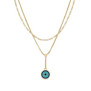 NEW JENNY BIRD 14KT gold evil eye layered necklace.